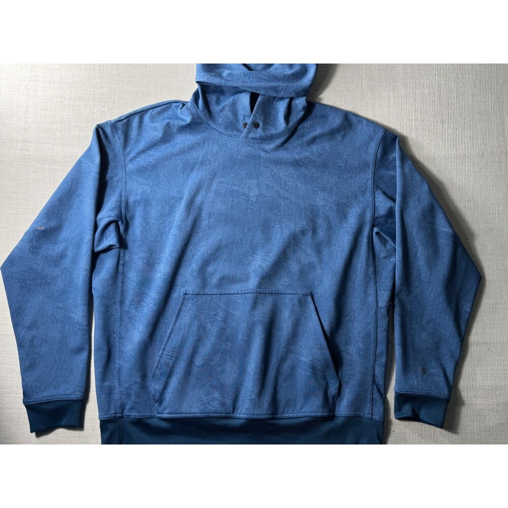 Lululemon Men's Relaxed Fit Training Hoodie Jacquard Blue L Zip Pockets M3DIGS
